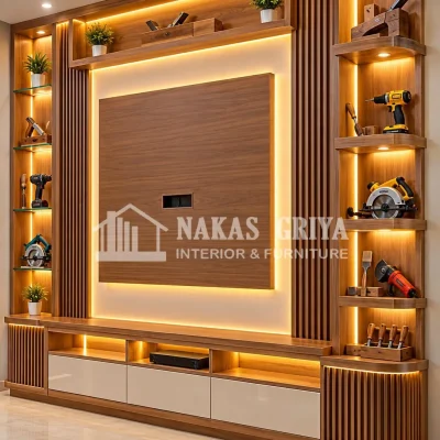 Lemari Backdrop TV Minimalis Modern
